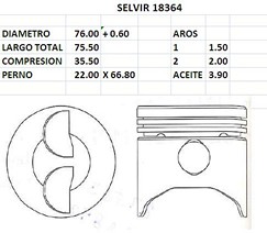 PISTONES 76mm FIAT 1.3 N 0.60
