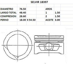 PISTONES 76.50mm DAEWOO STD 8 VALVULAS TIK