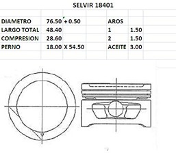 PISTONES 76.50mm DAEWOO 0.50 8 VALVULAS TIK