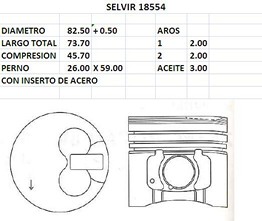 PISTONES 82.50mm FORD 1.8 DIESEL 0.50