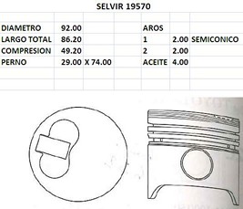 PISTONES  92mm TOYOTA HILUX (2LT)  STD