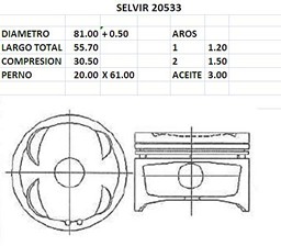 PISTONES 81mm TOYOTA COROLLA 1.6 N 93 0.50 TIK