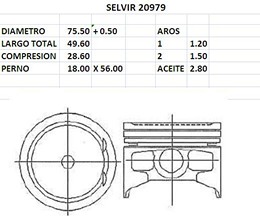 PISTONES 75.50mm MITSUB LANCER 1.5 0.50 12V TIK