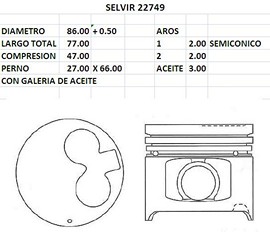 PISTONES 86mm TOYOTA COROLLA 2C-T 0.50 (C/GAL)