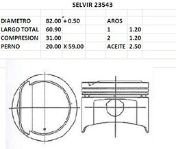 PISTONES 82mm HYUNDAI ELANTRA 1.8 DOHC 96 0.50
