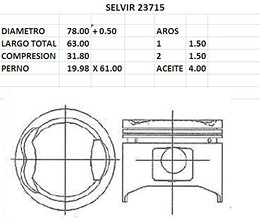 PISTONES 78mm KIA 1500 0.50 EUROSUN