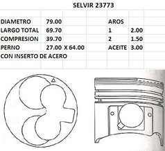 PISTONES 79mm ISUZU 4EE1T STD 8 VALVULAS TIK