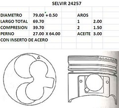 PISTONES 79mm ISUZU 4EE1T 0.50 8 VALVULAS TIK