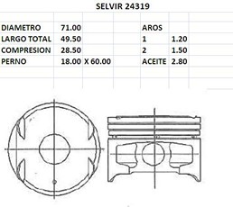 PISTONES 71mm MITSUB LANCER 1.3 N STD 16 VAL