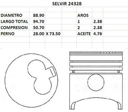 PISTONES 88.90mm KIA-MAZDA S2-E2200 STD