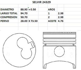 PISTONES 88.90mm KIA-MAZDA S2-E2200 0.50 TIK