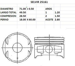 PISTONES 71mm MITSUBISHI LANCER 1.3 N 0.50 16v