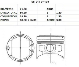 PISTONES 71mm MITSUBISHI LANCER 1.3 N STD 12VAL
