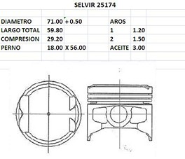PISTONES 71mm MITSUB LANCER 1.3 N 0.50 12V TIK