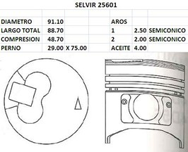 PISTONES  91.10mm MITSUBISHI 4D56D  STD (T/C) TIK