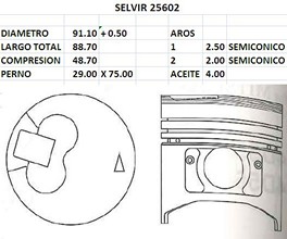 PISTONES  91.10mm MITSUBISHI 4D56D 0.50 (T/C)