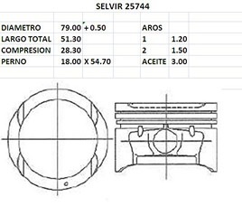 PISTONES 79mm DAEWOO 0.50 16 VALVULAS