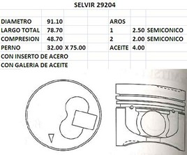 PISTONES 91.10mm MITSUBISHI 4D56TD  STD (T/C) 32