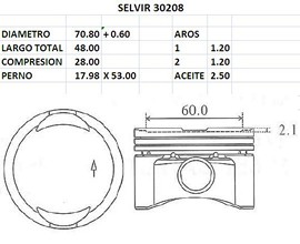 PISTONES 70.80mm FIAT FIRE 1.3 N 8V 0.60 EUROSUN