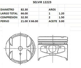 PISTONES 82.30mm HYUNDAI ELANTRA 1.6 DOHC 94 STD