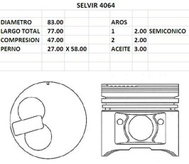 PISTONES 83mm TOYOTA COROLLA 1C STD (3mm) TIK