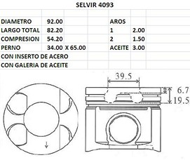 PISTONES  92mm TOYOTA HILUX 2.5TD (2KDFTV)  STD