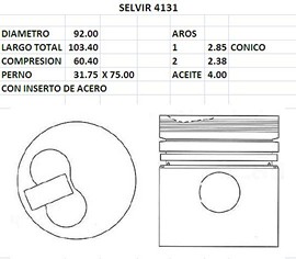 PISTONES  92mm ASIA TOPIC STD CON INSERTO