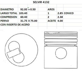PISTONES  92mm ASIA TOPIC 0.50 CON INSERTO