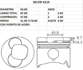 PISTONES  93mm ISUZU 4JA1  STD C/INSERTO