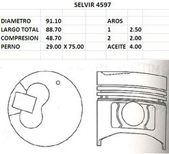 PISTONES  91.10mm MITSUBISHI 4D55D  STD (T/CHICO)