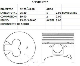 PISTONES 82.70mm MITSUBISHI 4D68 0.50