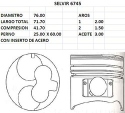 PISTONES 76mm ISUZU 4EC1T STD CON INSERTO TIK