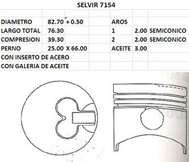PISTONES 82.70mm MITSUBISHI 4D68T 0.50