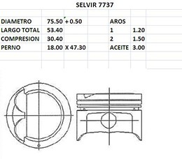 PISTONES 75.50mm HYUNDAI ACCENT 1500 STD (DOHC)