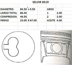PISTONES 84.50mm NISSAN LD28 0.50 TIK