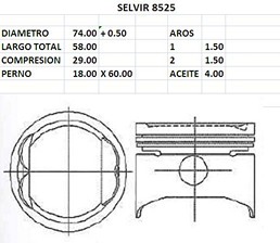 PISTONES 74mm MITSUBISHI COLT 81 0.50