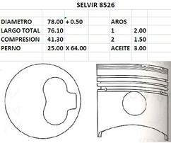 PISTONES 78mm MAZDA 323 1.7D 0.50
