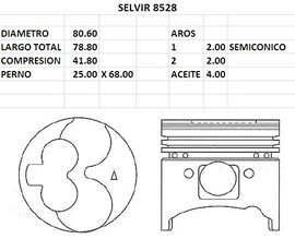 PISTONES 80.60mm MITSUBISHI 4D65 STD (C/TREBOL)