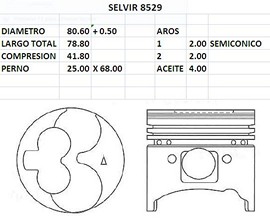 PISTONES 80.60mm MITSUBISHI 4D65 0.50 (C/TREBOL)