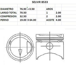 PISTONES 76.90mm MITSUBISHI 79 0.50