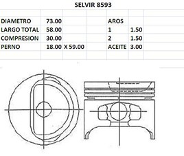 PISTONES 73mm TOYOTA TERCEL 1300 STD EUROSUN