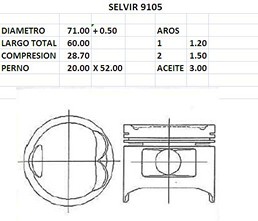 PISTONES 71mm KIA PRIDE-FESTIVA 1300 0.50 TIK