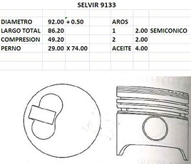 PISTONES  92mm TOYOTA HILUX (2LT) 0.50