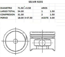 PISTONES 71.50mm HYUNDAI ACCENT 1300 0.50 TIK