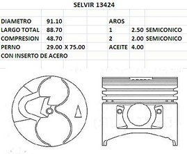 PISTONES 91.10mm HYU-MIT 4D56TD STD (T/G)C/INSER