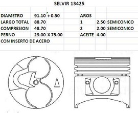 PISTONES 91.10mm HYU-MIT 4D56TD 0.5 (T/G)C/INSER