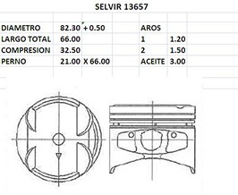 PISTONES 82.30mm HYUNDAI ELANTRA 1.6 DOHC 94 0.50
