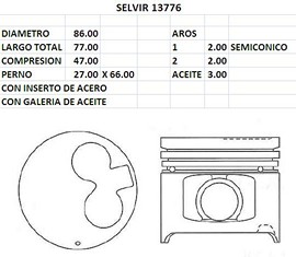 PISTONES 86mm TOYOTA COROLLA 2C-T STD