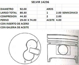 PISTONES  92mm TOYOTA HILUX (2LT II)  STD