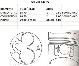 PISTONES  91.10mm HYUNDAI-MIT 4D55-56TD 0.50 (T/G)